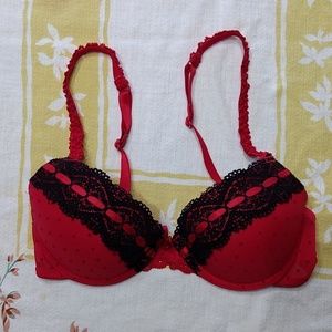 Candie's Red & Black Lace Push-up Bra
